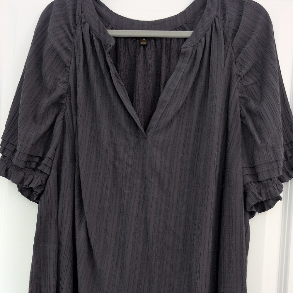 Anthropologie Smoky Blue Grey Rayon Blouse 2X 3X Mint